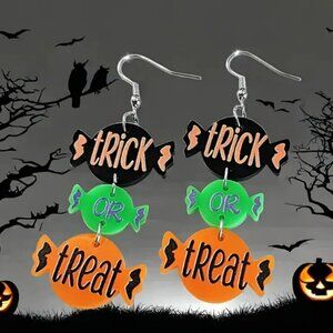 NEW Cute Acrylic Halloween Trick or Treat Dangle Earrings